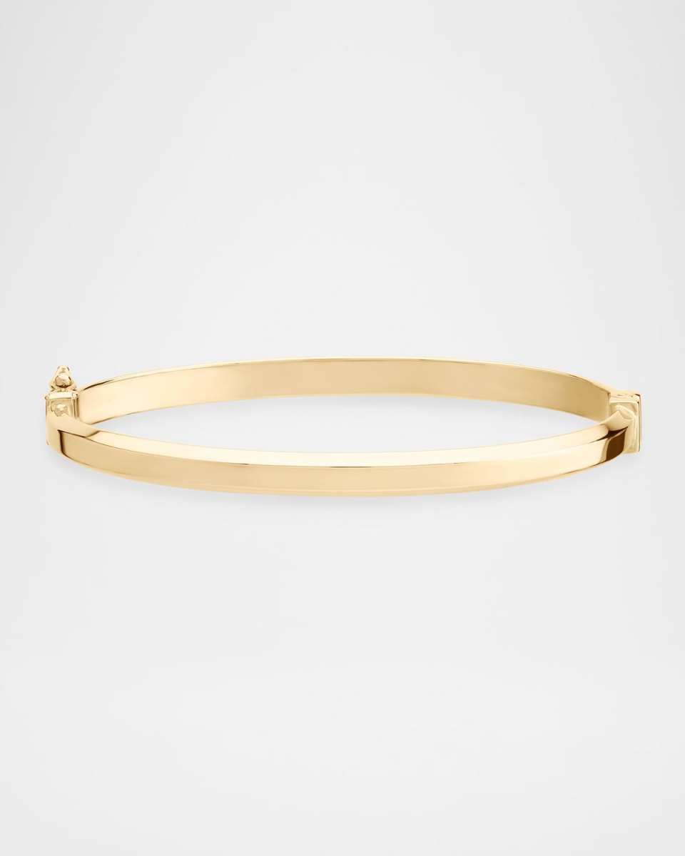 Edged Hollow Hinge Bangle in 14K Yellow Gold